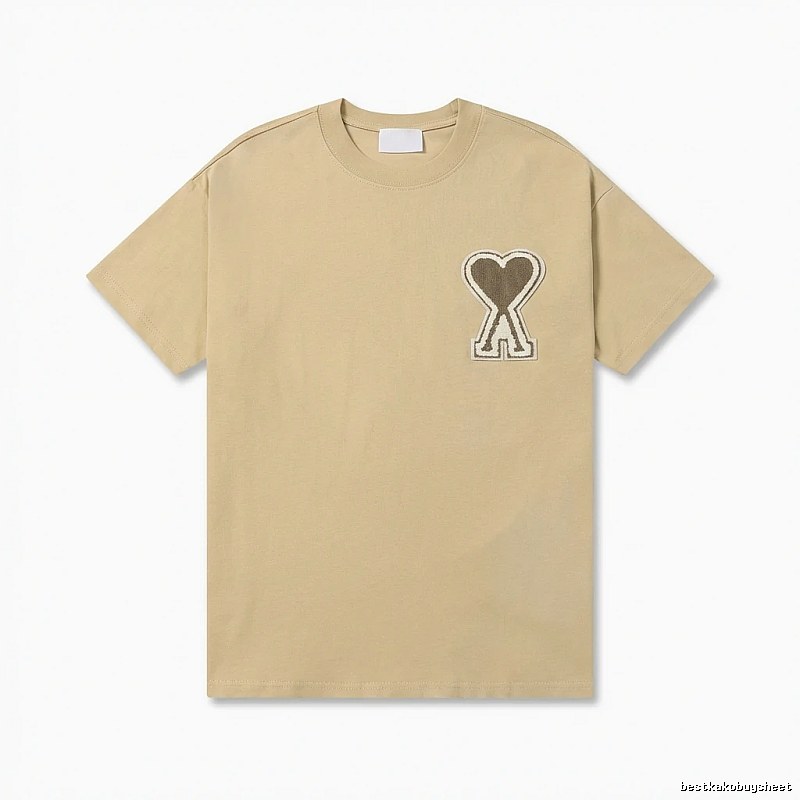 AMI Love Embroidery Khaki T-shirt