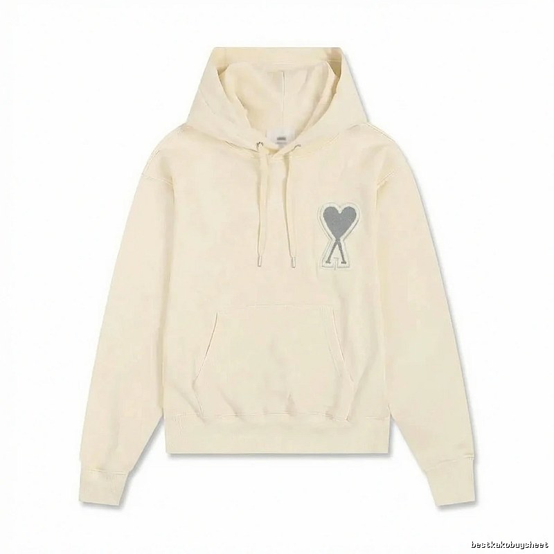 AMI Love Minimalist Style Beige Hoodie