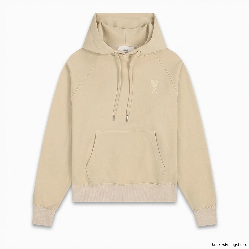 AMI Love Minimalist Style Beige Hoodie