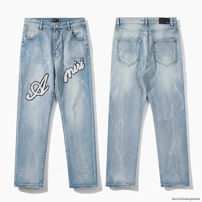 AMIRI Lightning Style Light Blue Jeans