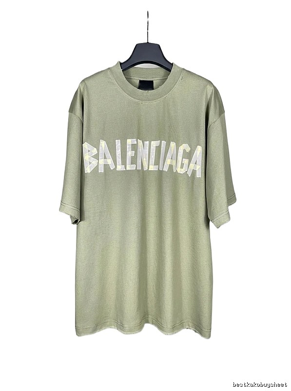 Balenciaga letter-style olive green T-shirt