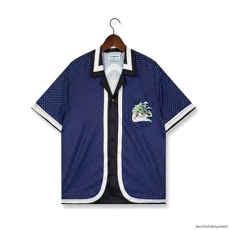 Casablanca polka dot retro blue shirt