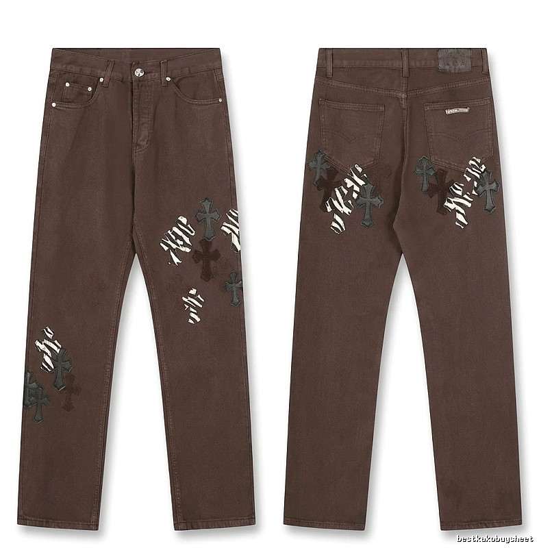 Chrome Hearts Cross Dark Style Brown Pants