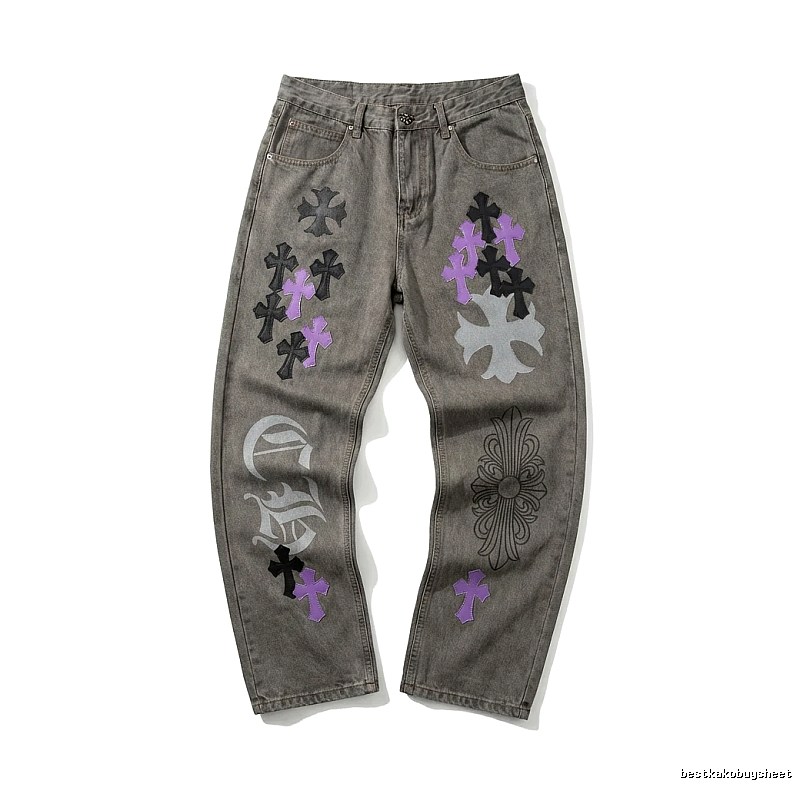 Chrome Hearts Cross Vintage Style Grey Pants