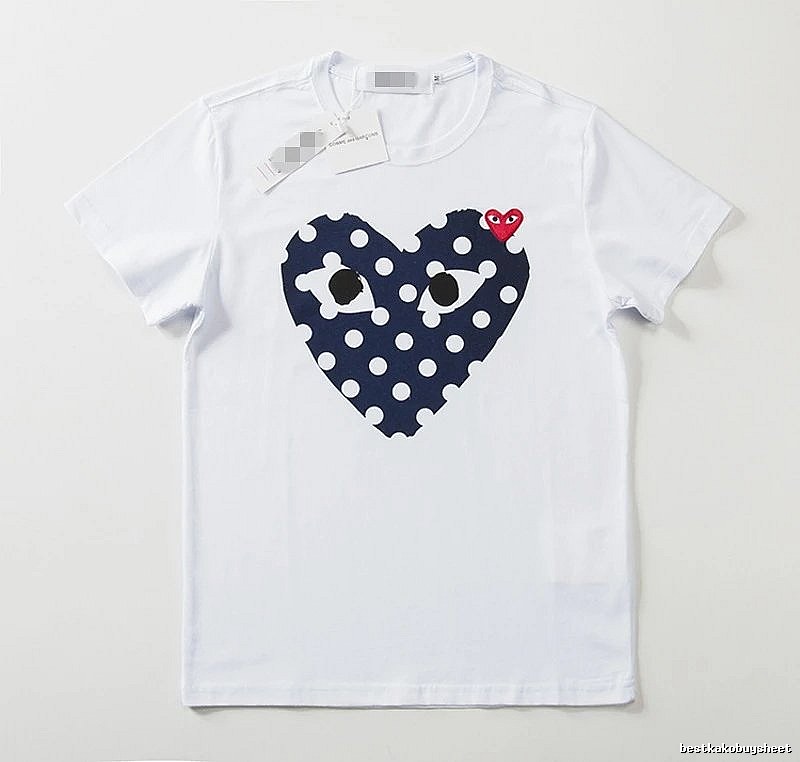 Comme des Garcons PLAY 2021-17 Blue Style 2117 Heart Logo T-Shirt Weekend Wear