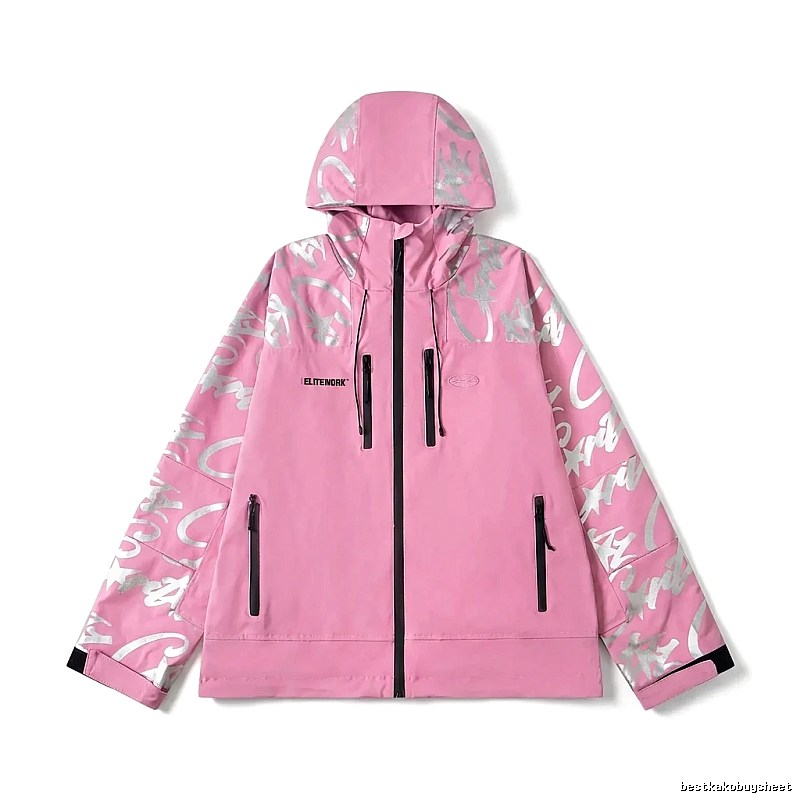 Corteiz Printed Trendy Pink Coat