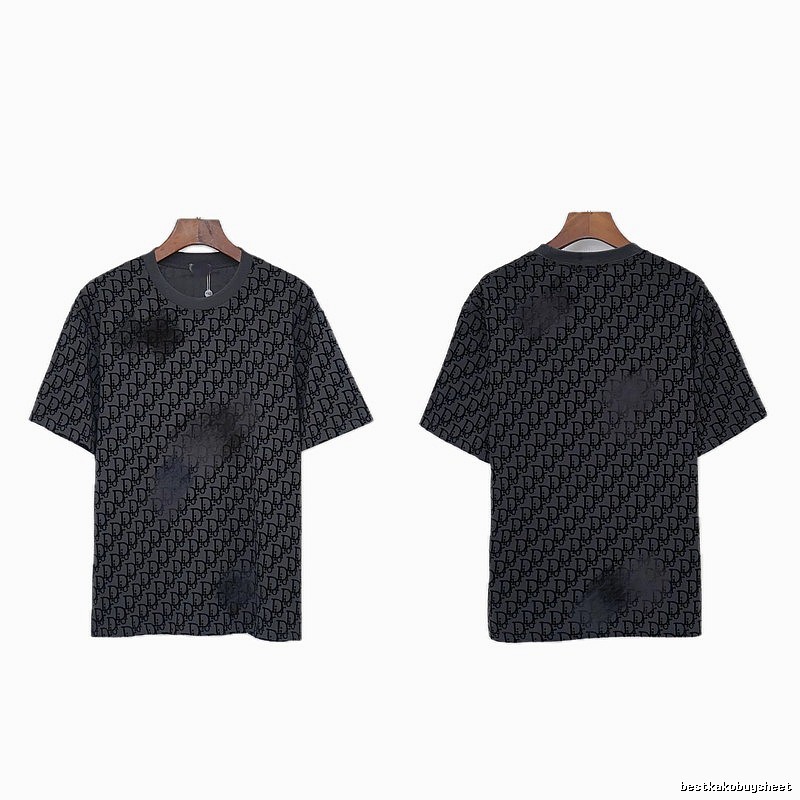 Dior Oblique Streetwear Collection Dark Grey Short-sleeve T-Shirt