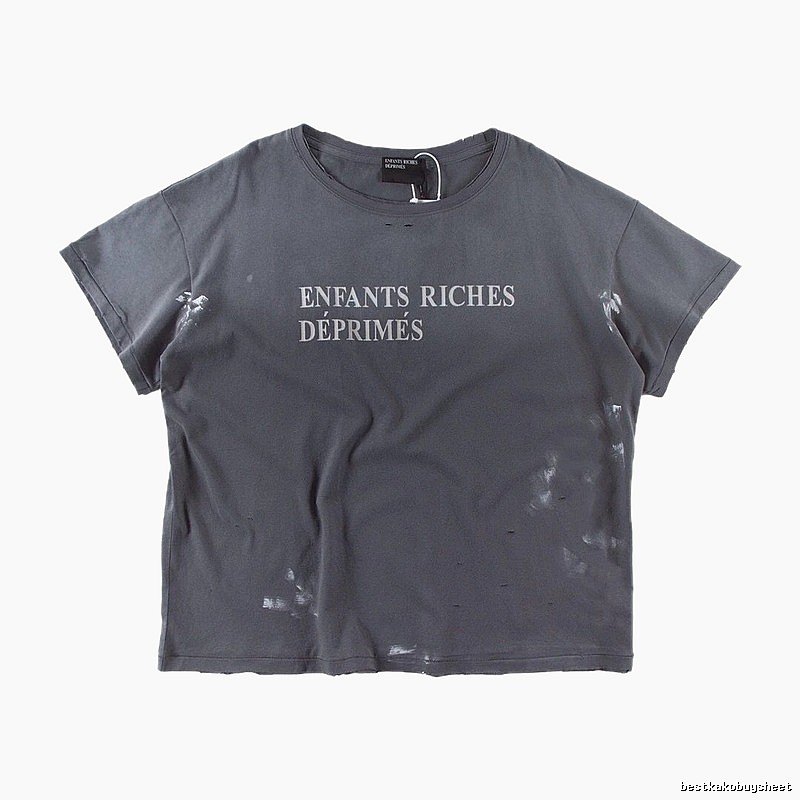 ERD Ink-splatter Distressed Vintage Style Gray Short Sleeve T-shirt