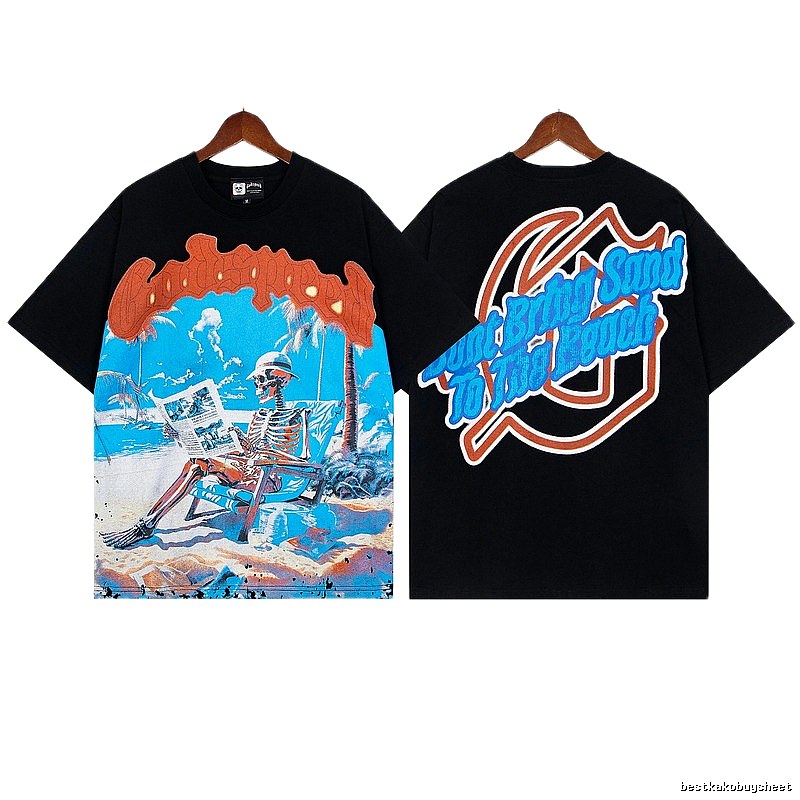 Godspeed Skull Beach American Streetwear Brand Black T-Shirt