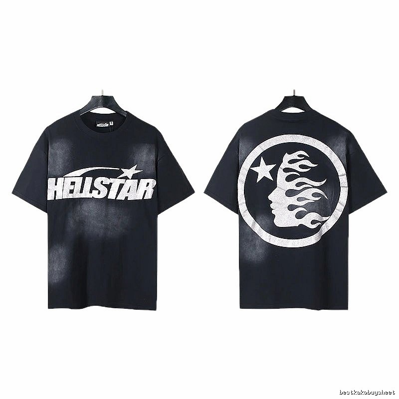 Hellstar Flame Print Street Style Black T-Shirt