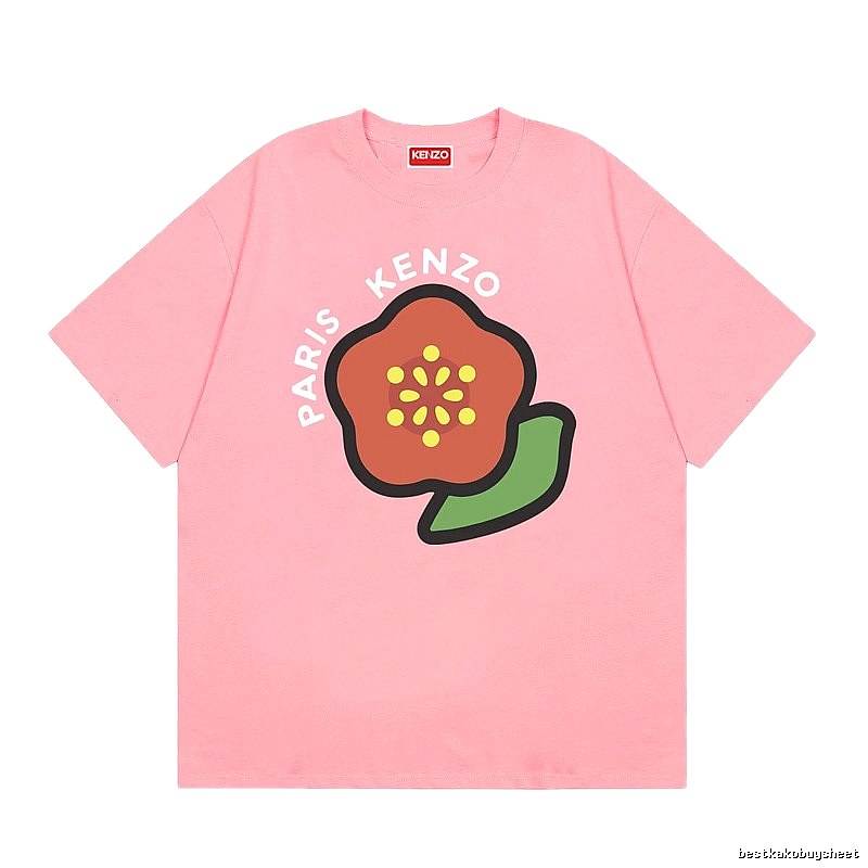 KENZO Crabapple Blossom Print Casual Pink Short Sleeve T-Shirt