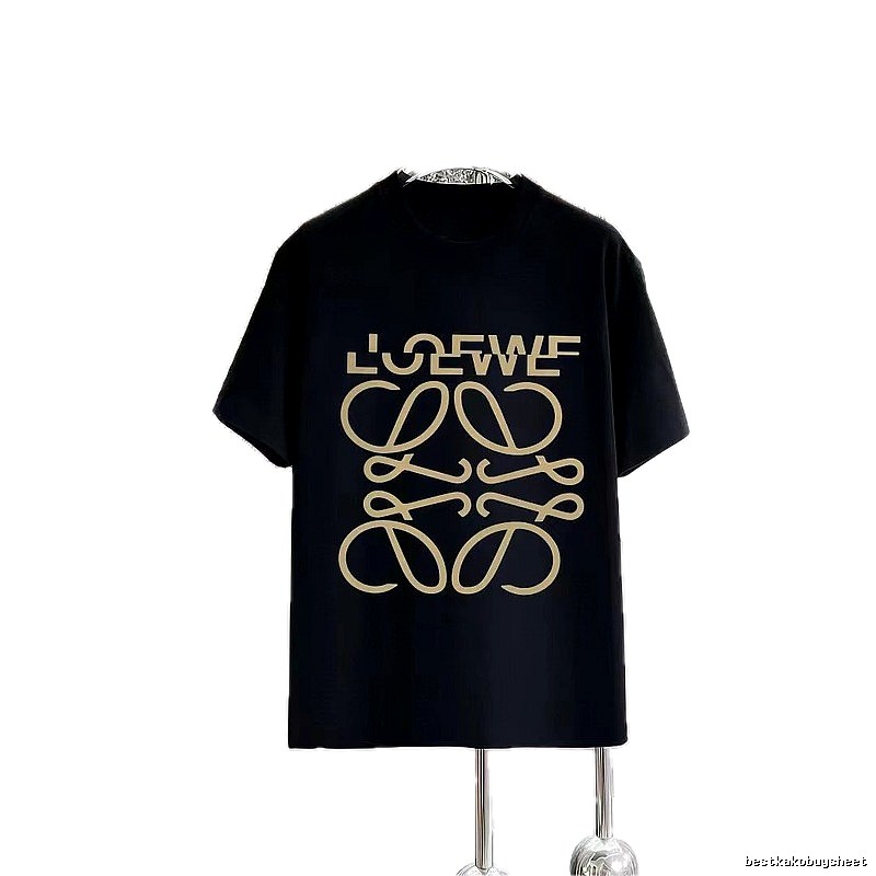 LOEWE Logo Print Trendy Black Short-Sleeve T-Shirt