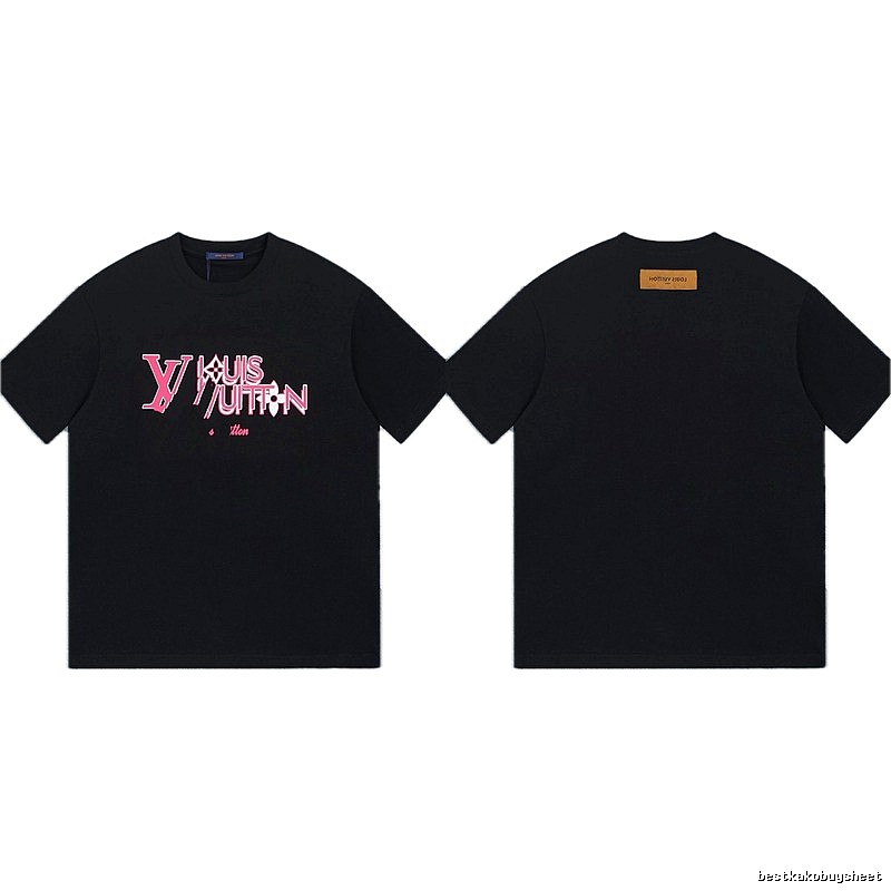 Louis Vuitton Letter Print Trendy Style Black T-shirt