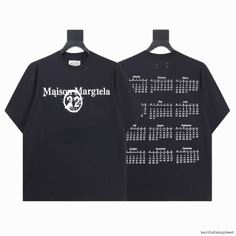 Maison Margiela Calendar Print Trendy Cool Black T-Shirt