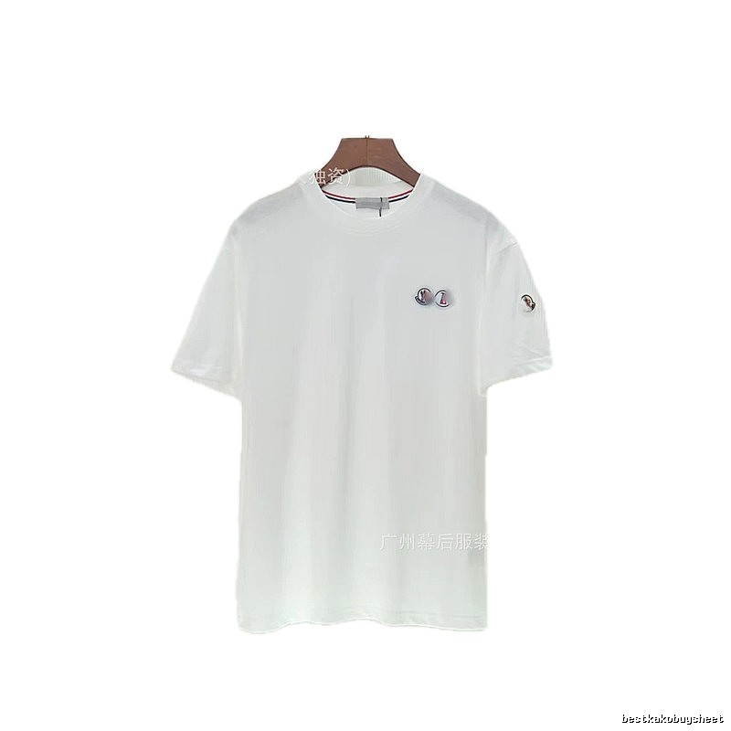 Moncler Badge Casual Style White T-Shirt