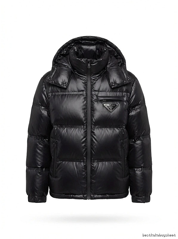 Prada triangle logo black down jacket