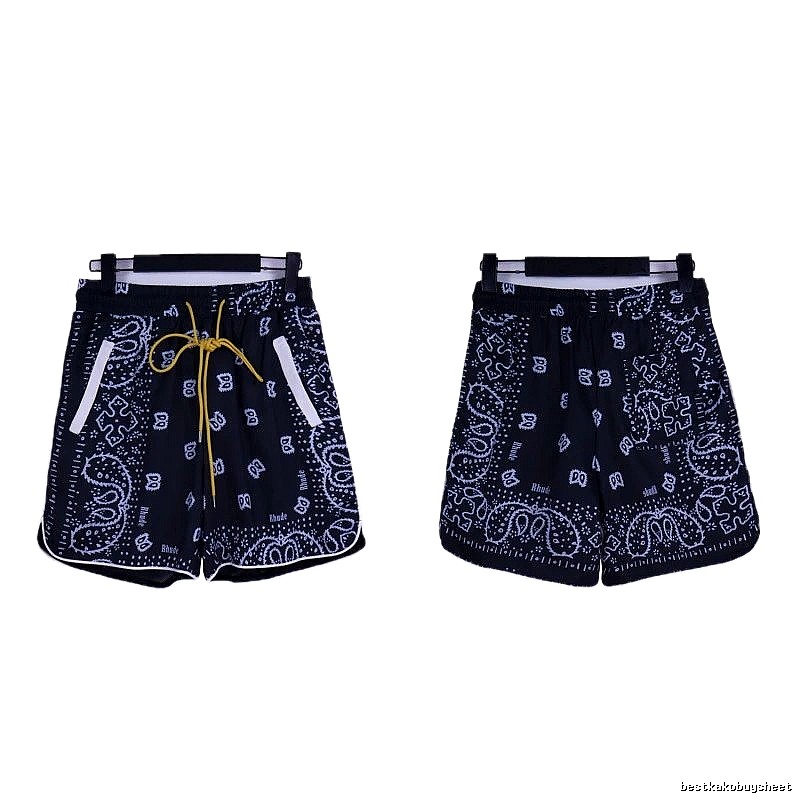 RHUDE retro-style black shorts