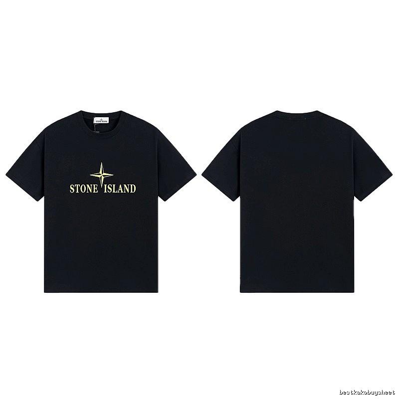 Stone Island Compass Print Street Style Black T-Shirt