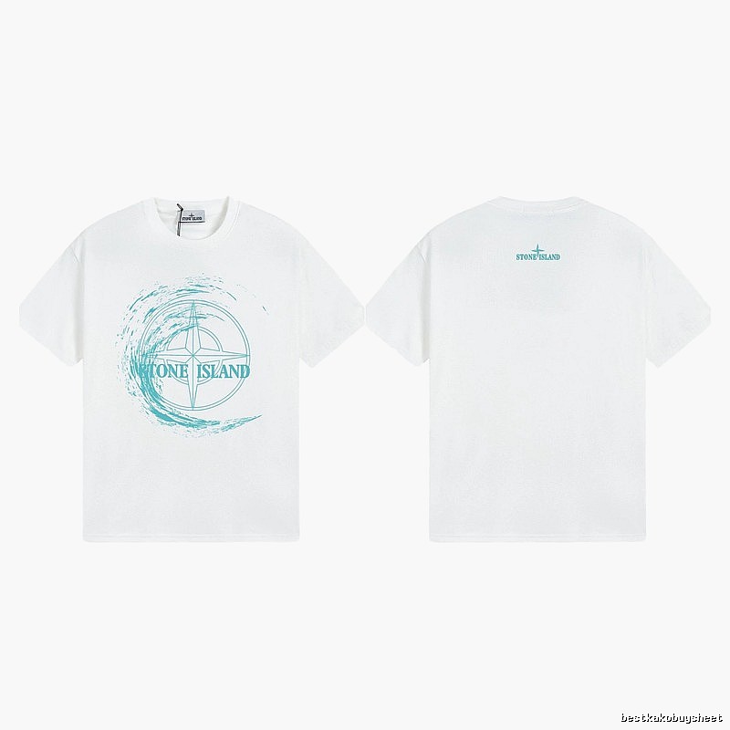 Stone Island Compass Print Street Style White T-Shirt