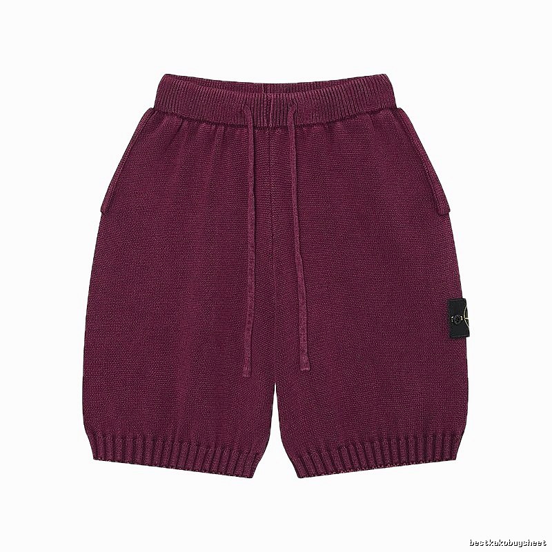 Stone Island Knit Casual Style Burgundy Shorts