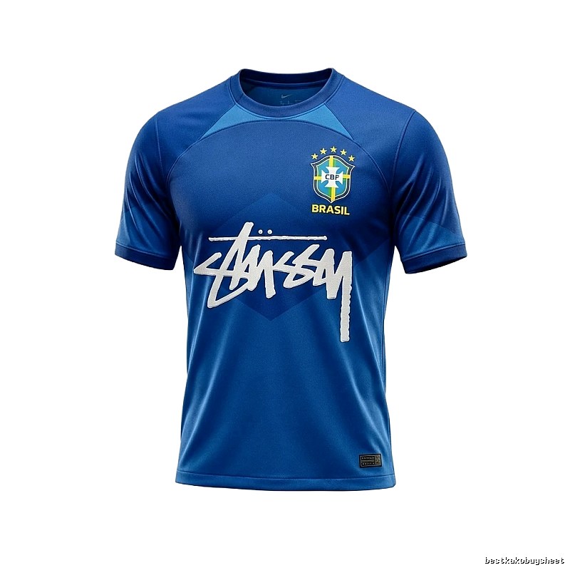Stussy Brazil Co-branded Blue T-shirt