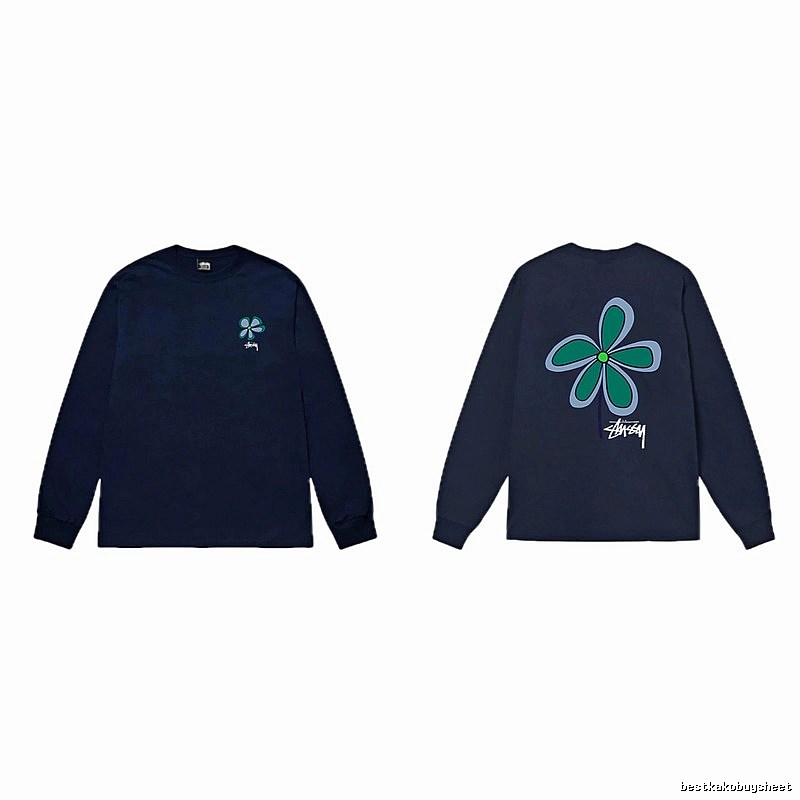 Stussy Floral Series Casual Style Navy Long-Sleeve