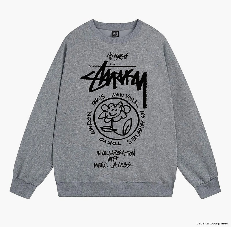 Stussy Gray Style 539 Graphic SweatShirt Minimal Look