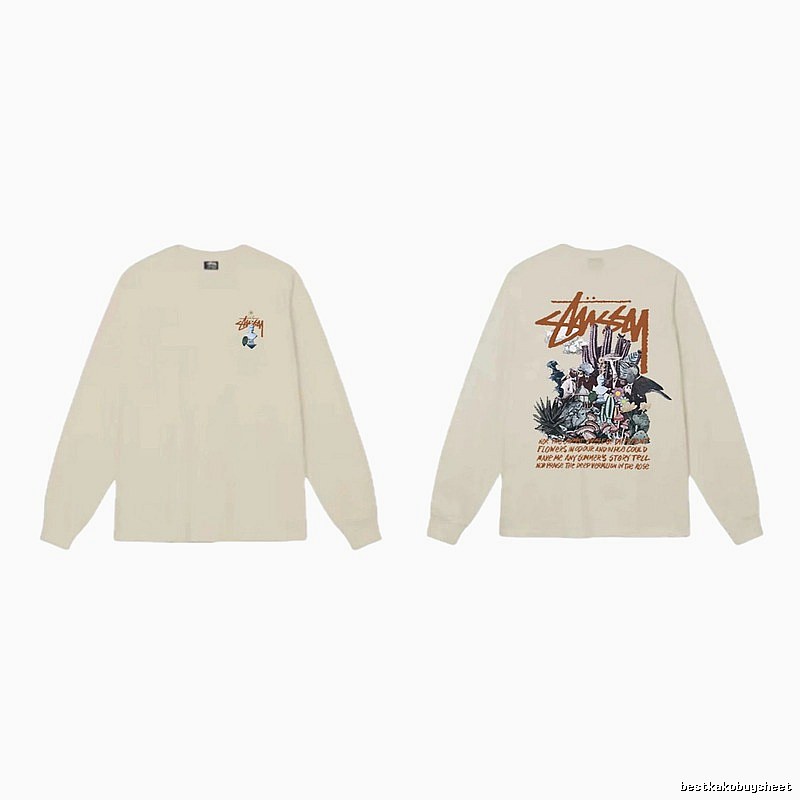 Stussy Print Retro Style Long-Sleeve (Off-White)