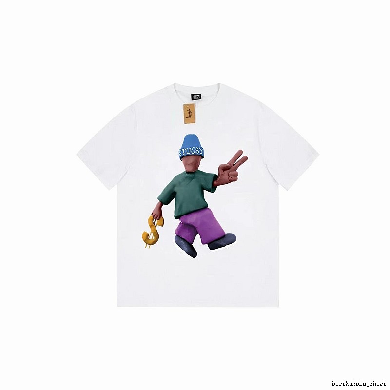 Stussy Relaxed Graphic T-shirt Black White Stussy with Designer-Inspired Detail