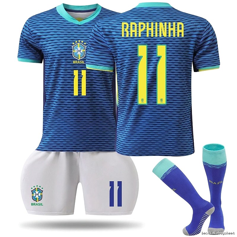 The No. 11 blue - striped jersey of the Brazilian team.