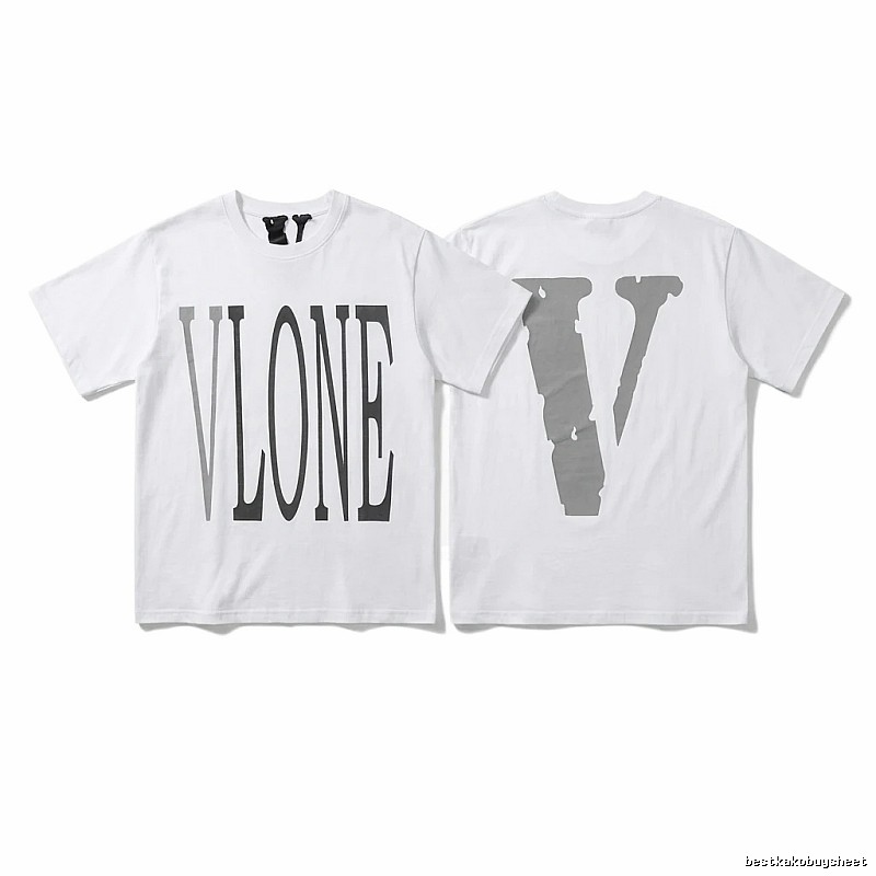 Vlone letter print simple white T-shirt