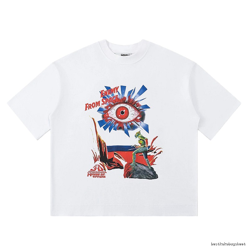 White T-shirt with House of Errors print in sci-fi style