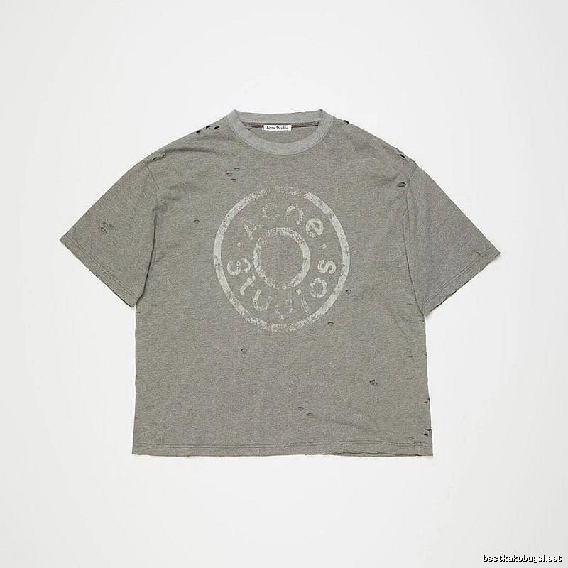 Acne Studios 2090-80 Gray Style Ac908041 Stockholm Logo T-Shirt Warm Weather