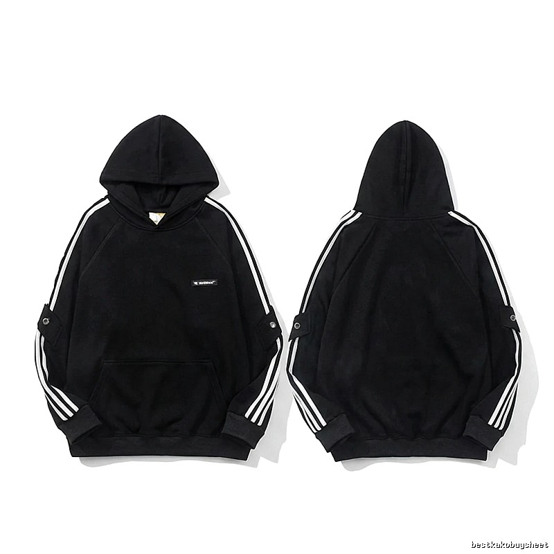 Adidas three - stripe trendy and cool black sweatshirt