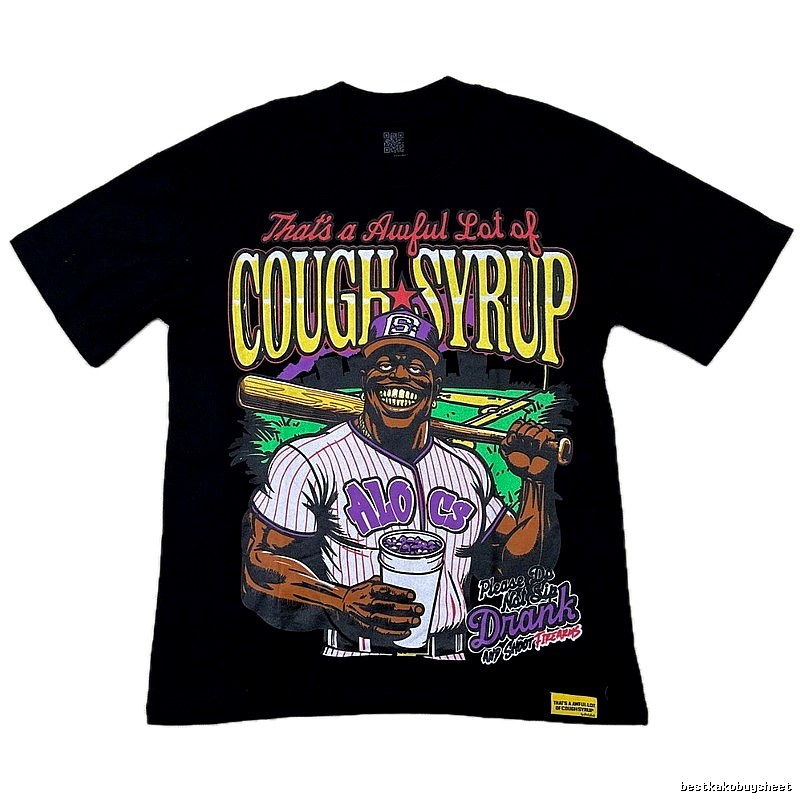 ALOCS American Retro Printed Black Short-sleeve T-shirt