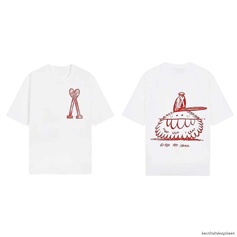AMI cartoon printed white T-shirt