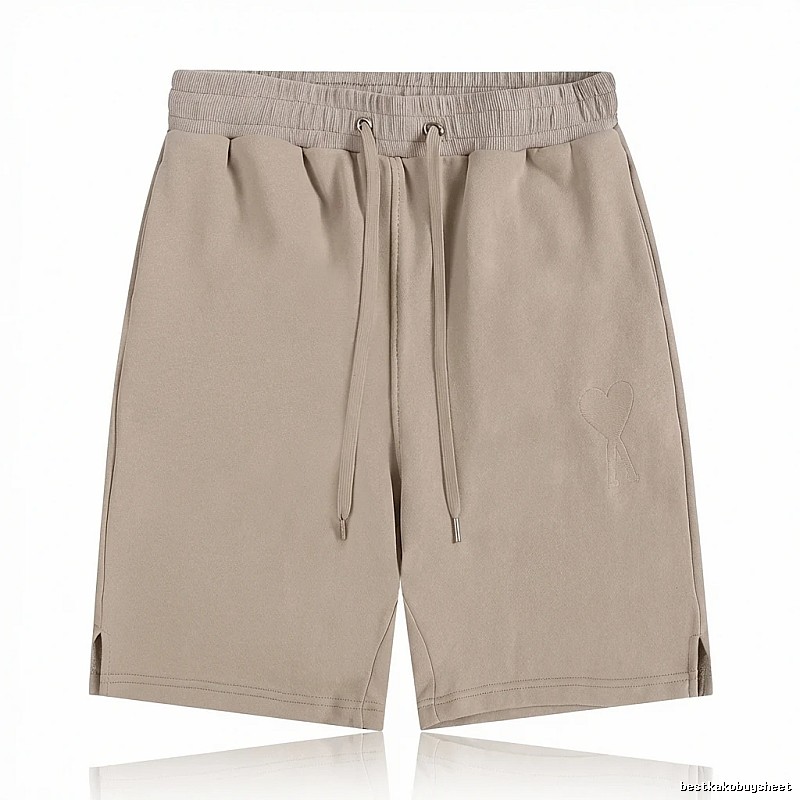AMI Embroidered Trendy Brand Khaki Shorts