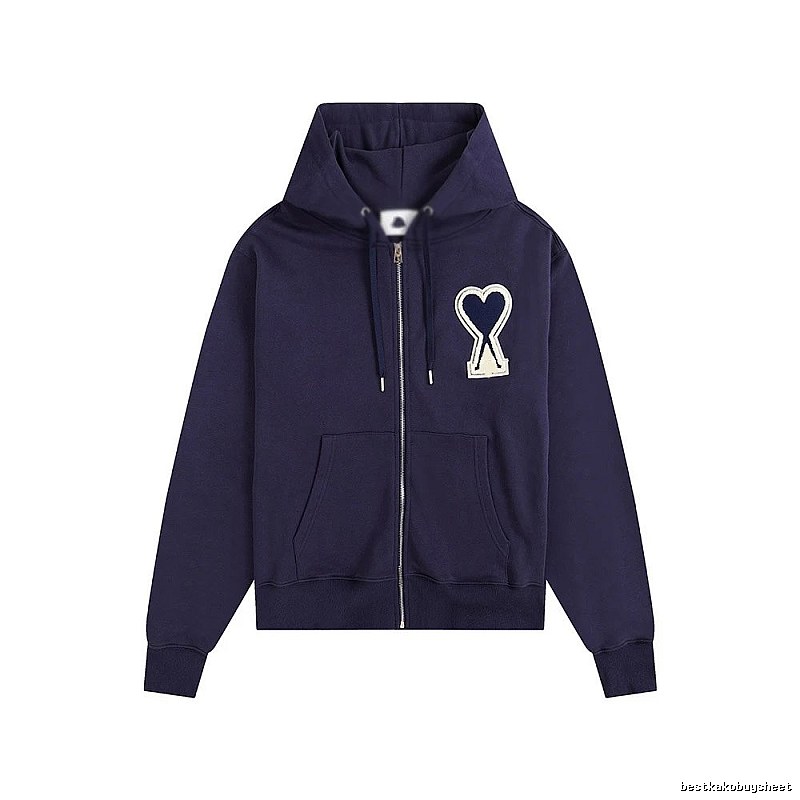 AMI Heart Pattern Zipper Hoodie