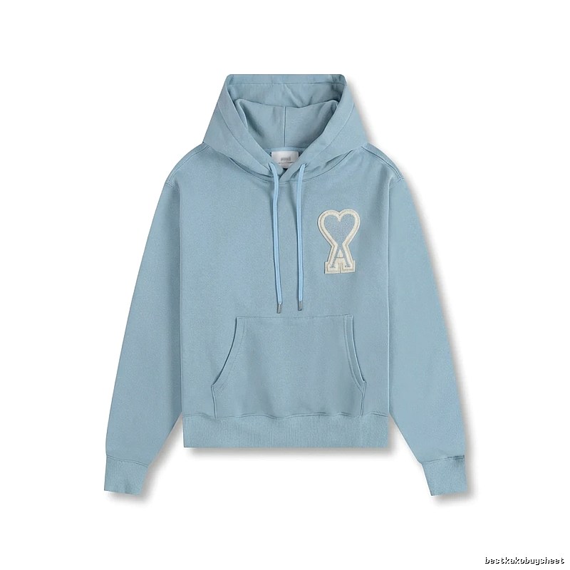 AMI Love Heart Pattern Light Blue Hoodie