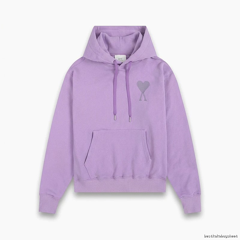AMI series minimalist style purple hoodie