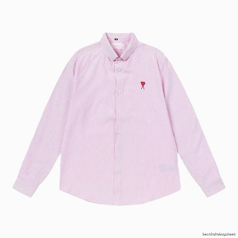 AMI Stripe Minimalist Style Pink Shirt