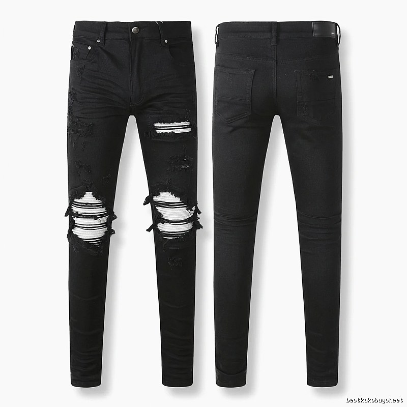 AMI trendy brand black jeans with holes