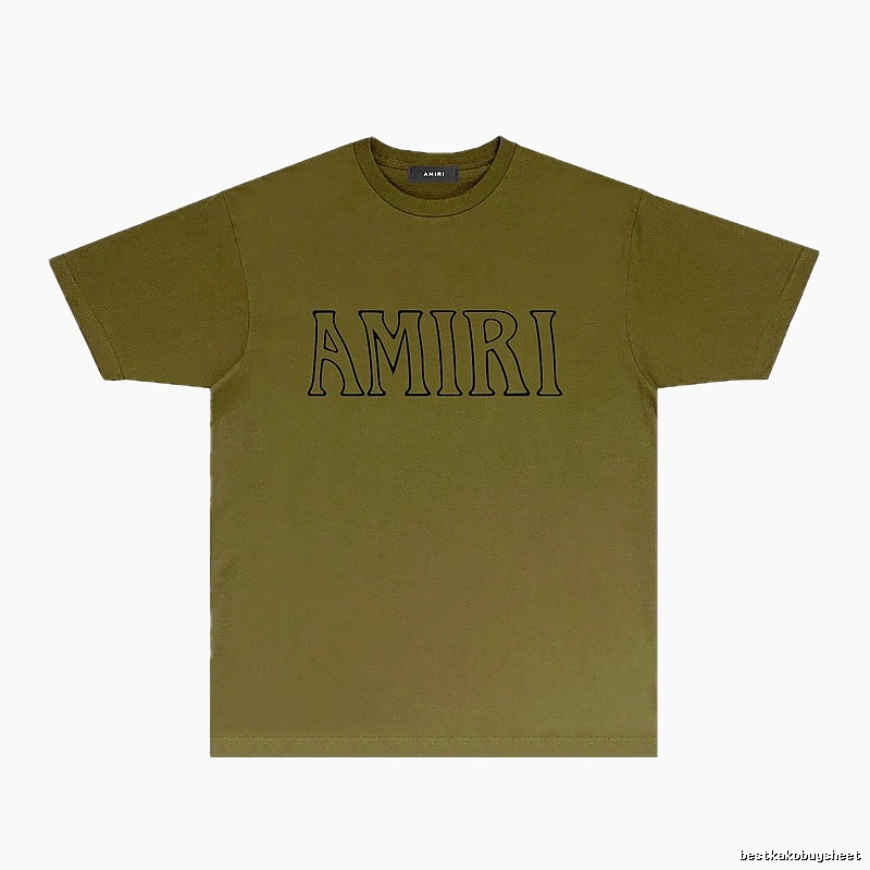 AMIRI Basic Style Minimalist Olive Green T-shirt