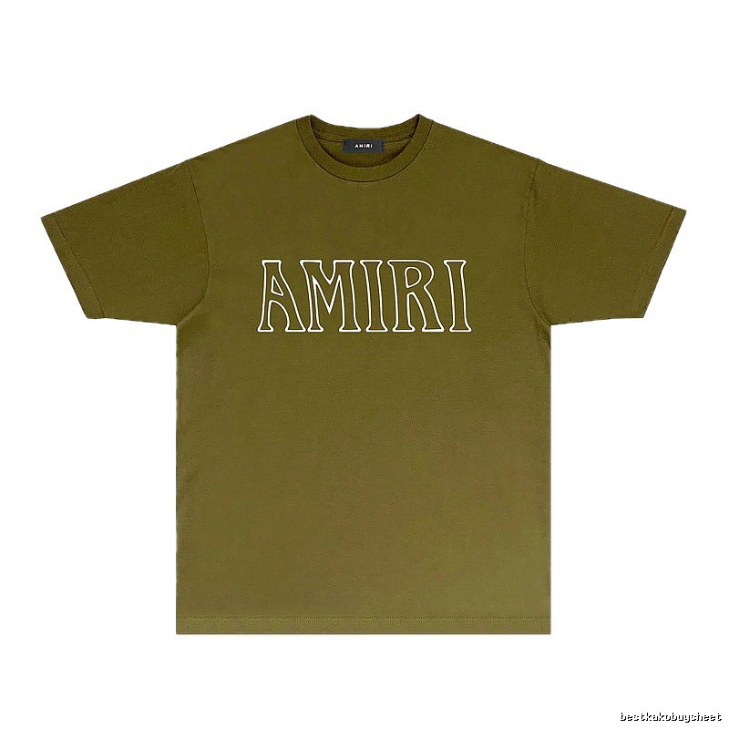 AMIRI Basic Style Trendy and Cool Olive Green T-shirt