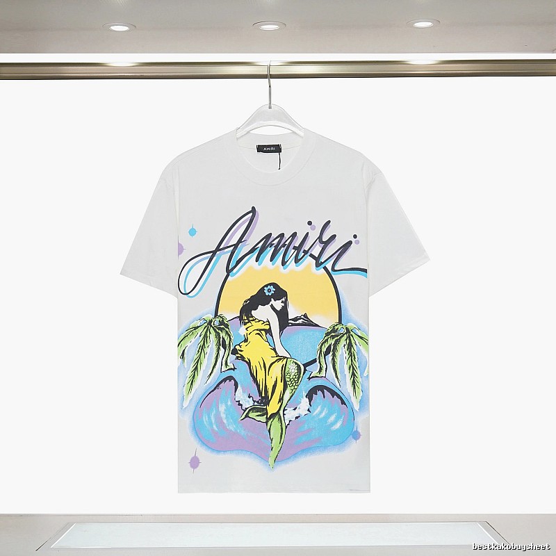 Amiri Logo Detail Graphic T-shirt White Blue Amiri with Functional Detail
