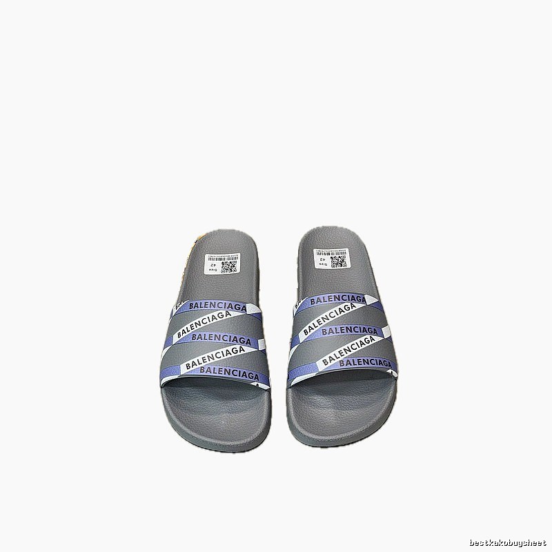Balenciaga All-over Logo Print Trendy Cool Grey Slides