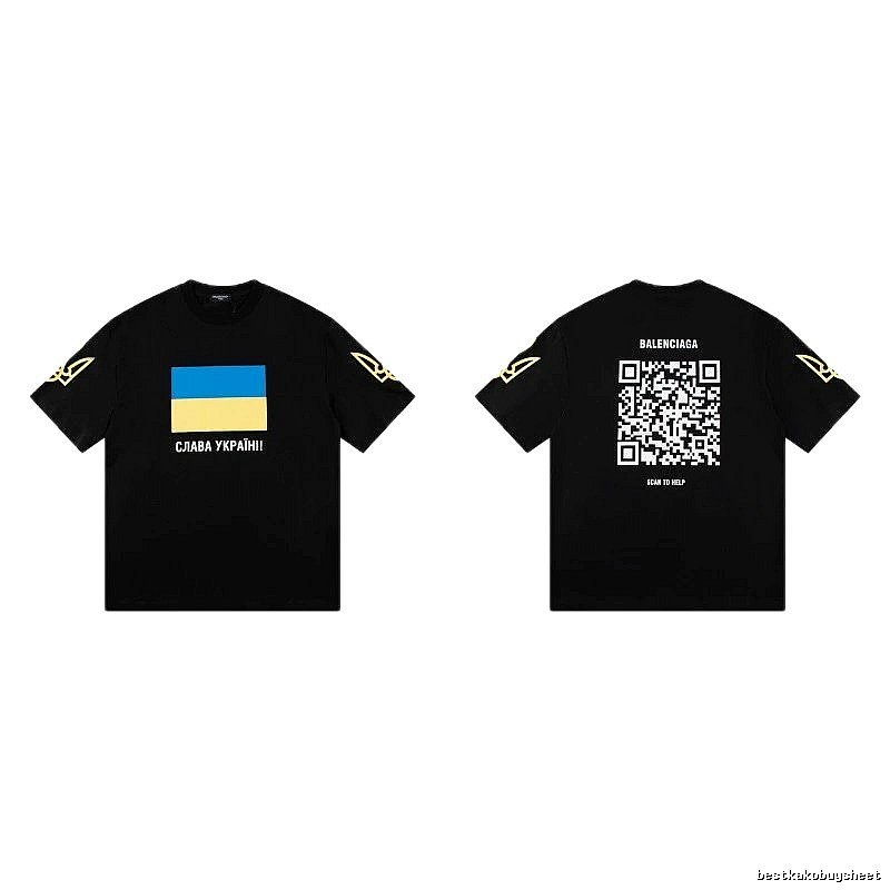 Balenciaga Charity Print Trendy Style Black Short-sleeve T-Shirt