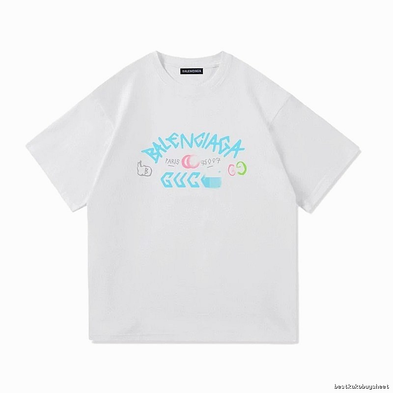 Balenciaga Co-branded Graffiti Street Style White T-Shirt