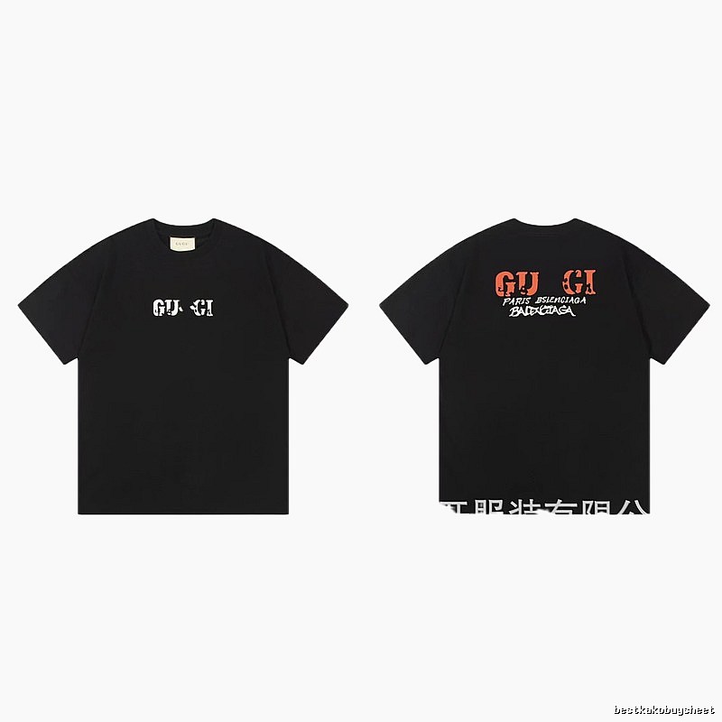 Balenciaga Co-branded Street Style Printed Black T-Shirt