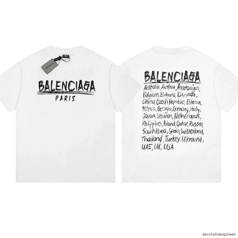 Balenciaga Graffiti Street Style White Short Sleeve T-Shirt